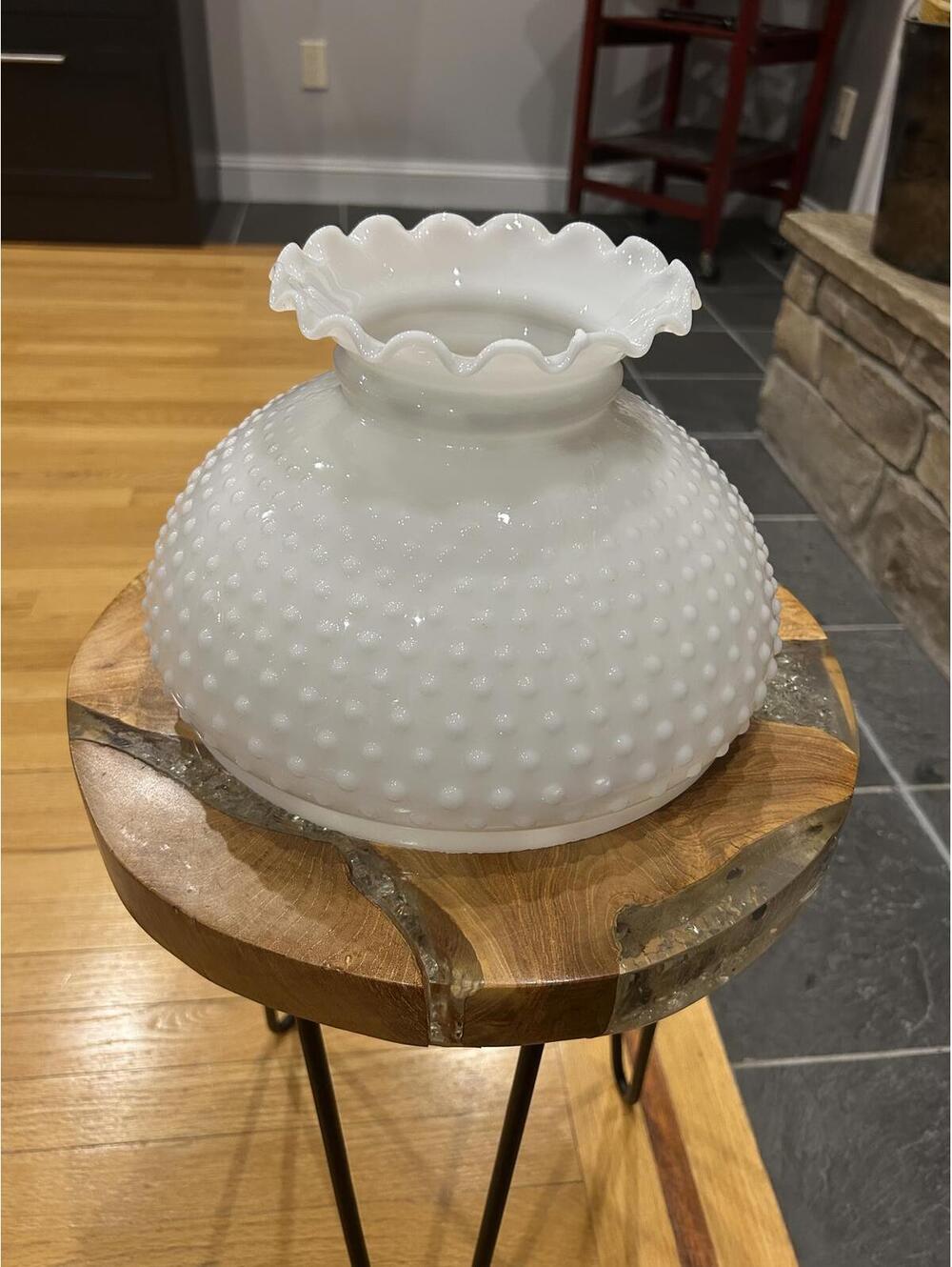 Vintage White Milk Glass Hobnail Lamp Shade